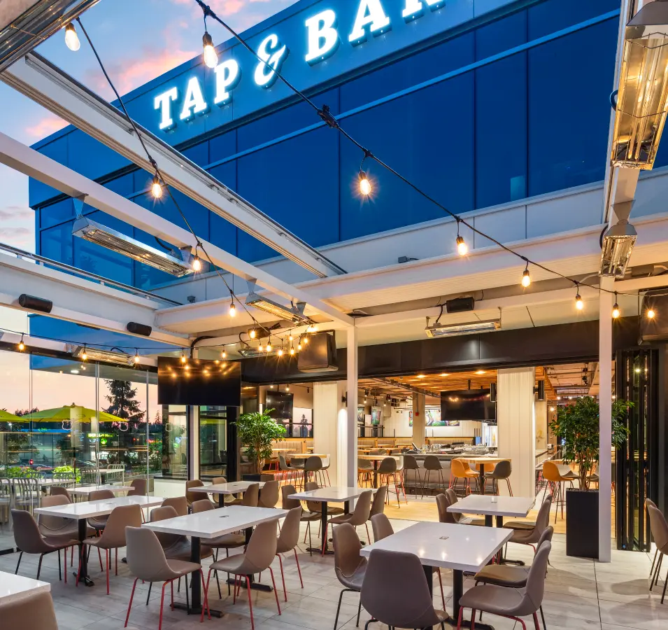 Tap & Barrel restaurant interior with bar